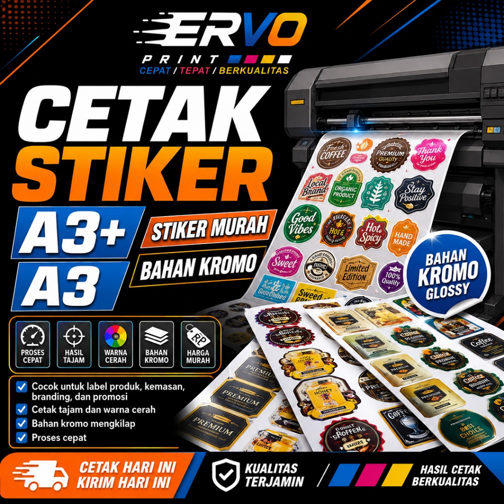 Cetak Stiker A3 + / Cetak Stiker A3 / Cetak Stiker Murah Bahan Kromo