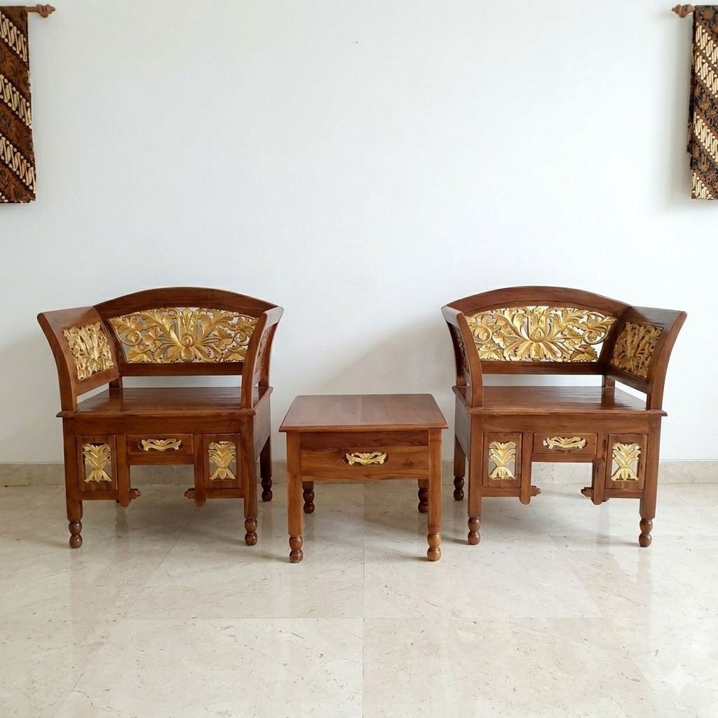 Kursi teras minimalis Kartini kursi teras ukir kayu jati jepara