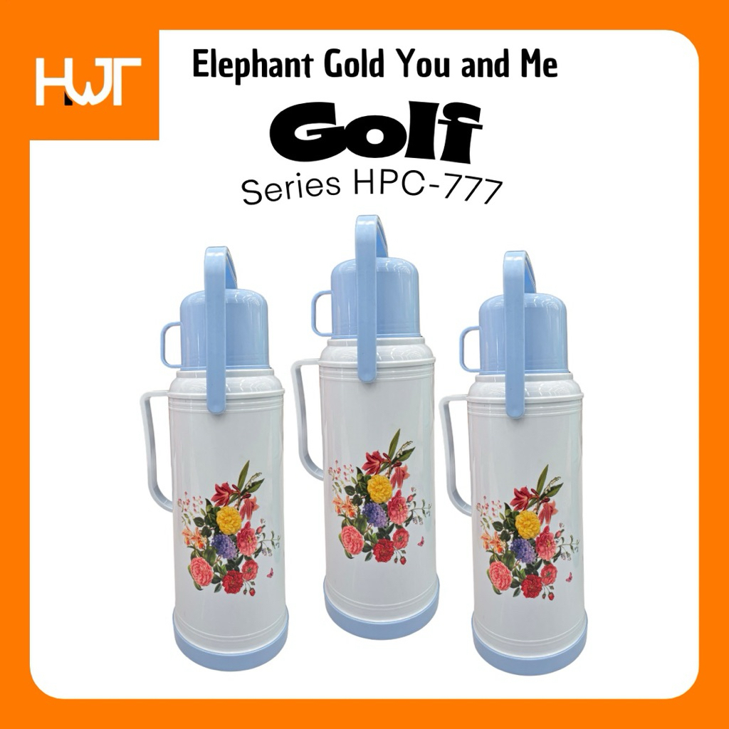 [ HWT ] Termos Elephant GOLD | Series Golf | HPC-777T | Kapasitas 2 Liter - Tahan 48 Jam | BIRU