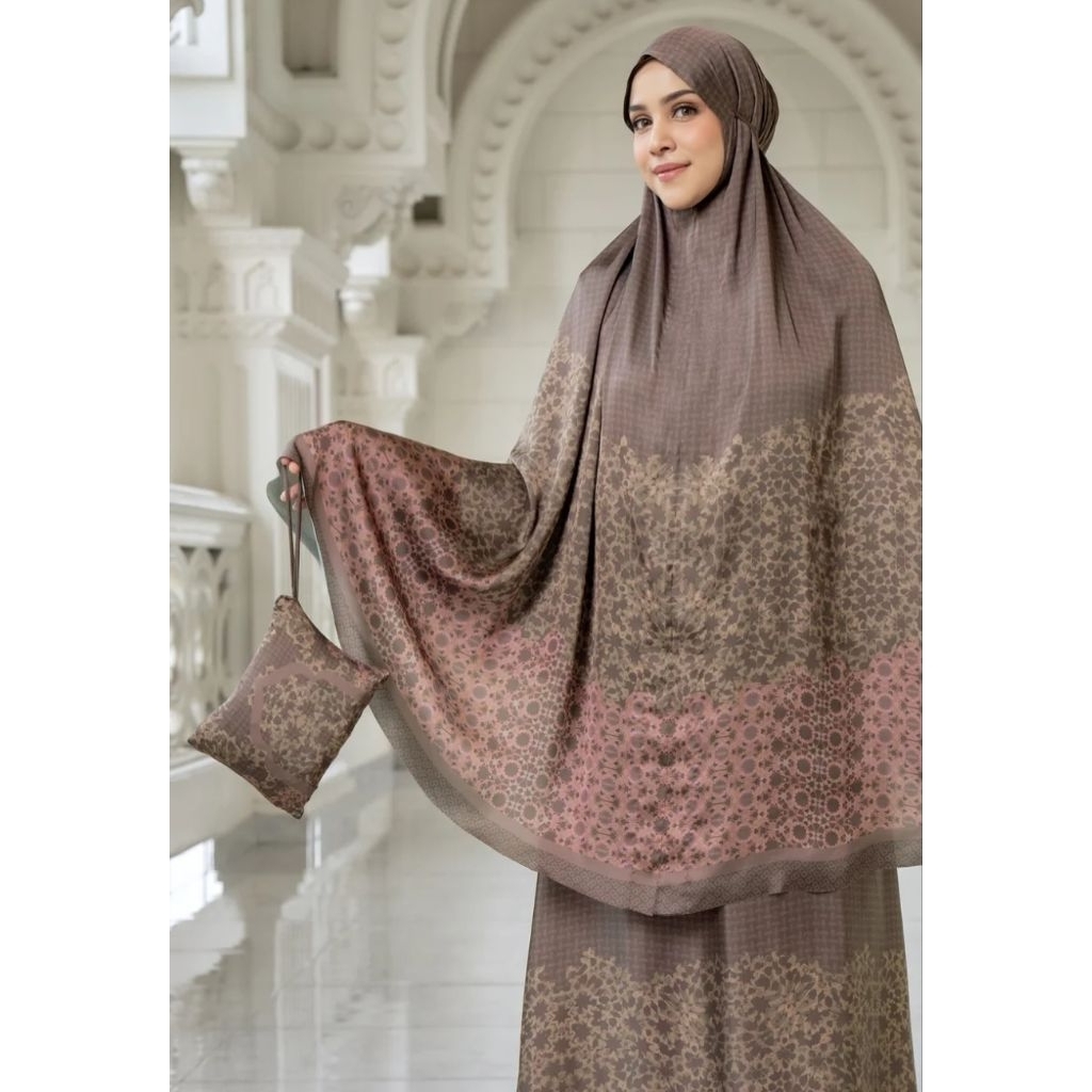 Haramain 2 Prayer Robe Pecan Buttonscarves Mukena Travel