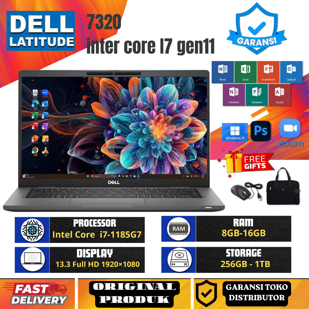 LAPTOP DELL LATITUDE  7320  i7 GEN11 BERGANRANSI FREE TAS DAN MOUSE