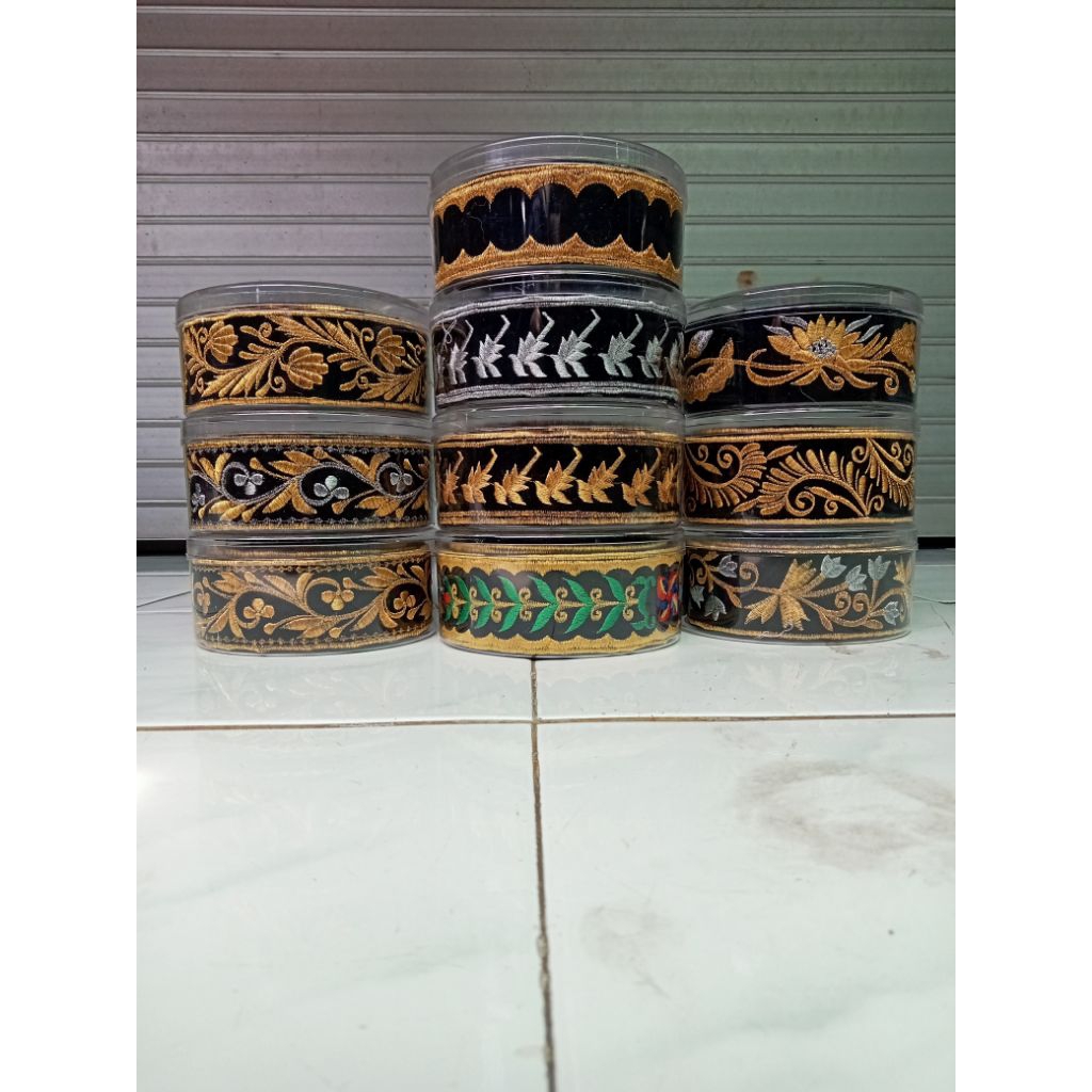 Epek Variasi Bordir/Setut Stagen Warna Emas/Tali Ikat Pinggang Busana Adat Jawa Pria/Epek Beskap Pri