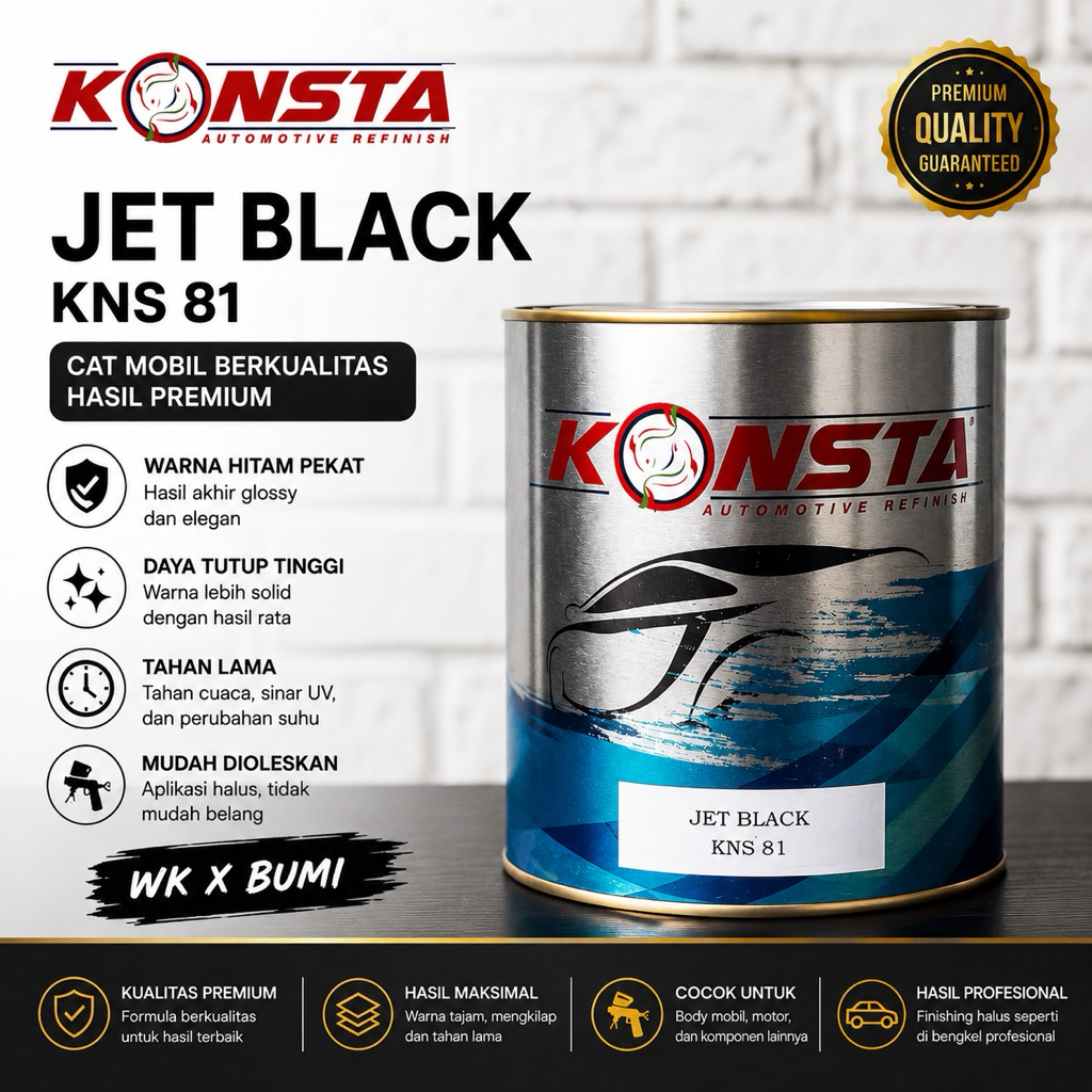 CAT NC KONSTA JET BLACK | CAT NC HITAM PEKAT | Cat Mobil Konsta Jet Black KNS 81 Hitam Pekat Solid A