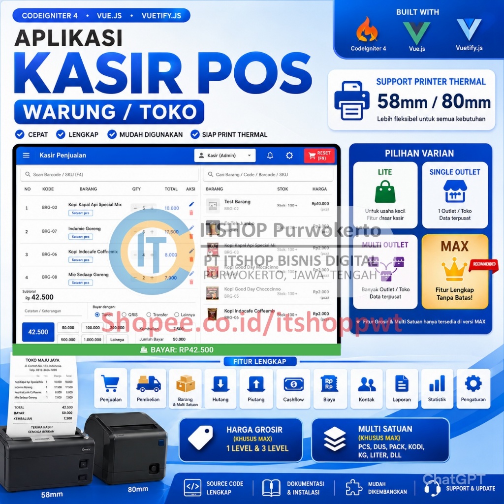 Source Code Aplikasi Web Kasir Toko dengan Metode EOQ ROP menggunakan Codeigniter 4 CI4