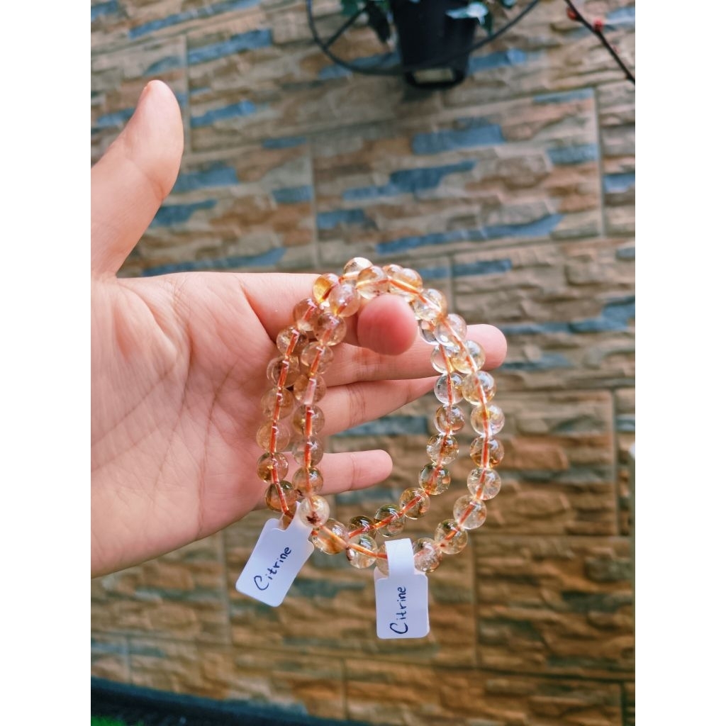 Natural Crystal Citrine (Sertifikat) Beads 8+ Mm