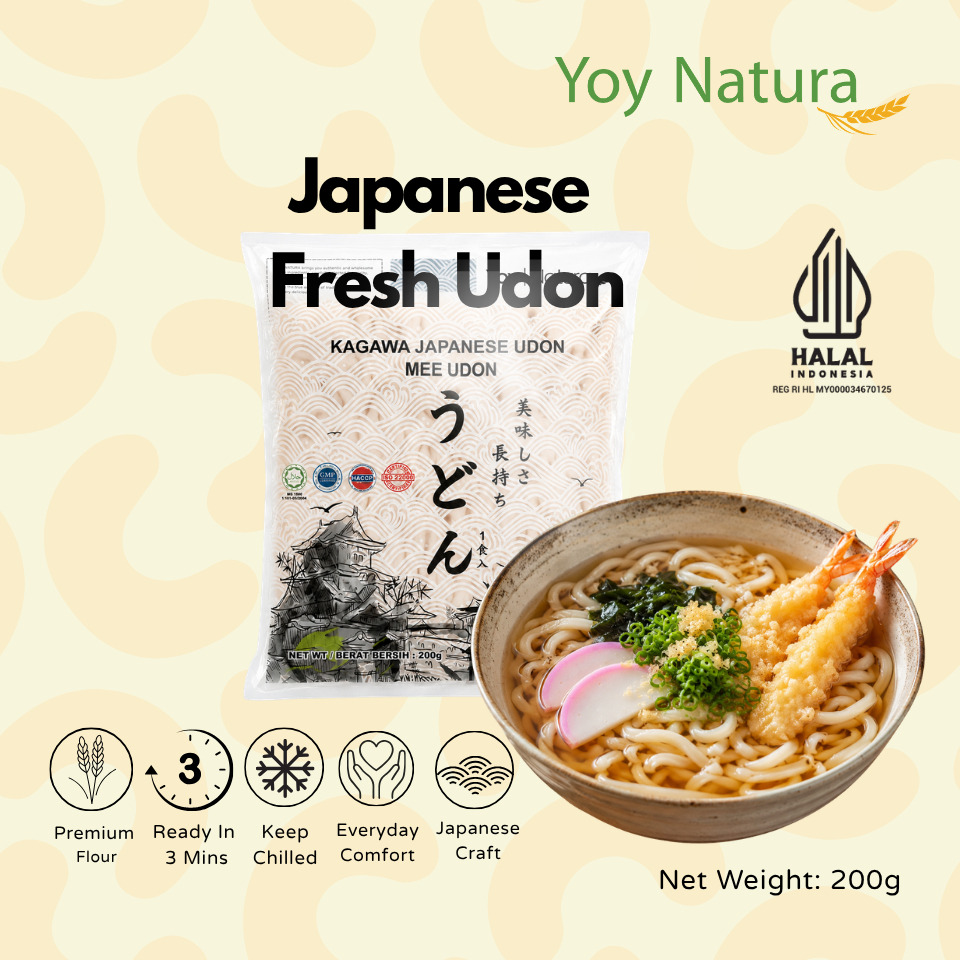 Yoy Natura Mi Basah Udon / Udon Jepang / Kagawa Japanese Udon Premium 200g [HALAL]