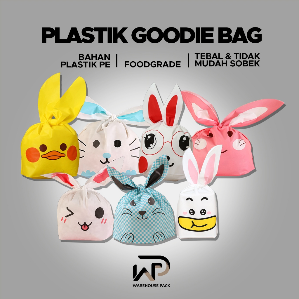 ( 10 PCS ) Plastik Goodie Bag Karakter Kecil | Kemasan Plastik Karakter Souvenir | Kantong Plastik M