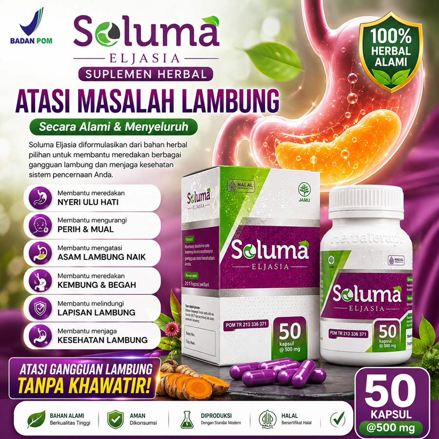 SOLUMA Obat Asam Lambung Gerd Maag Kronis Perut Kembung Mual Sesak Nafas & Anxiety - Vitamin Lambung