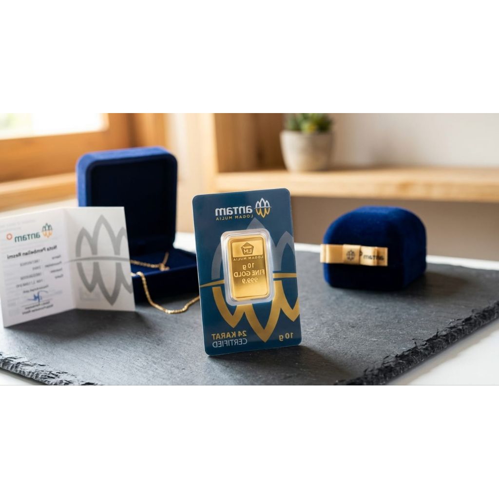 Logam Mulia Antam 10 Gram emas / Emas Batangan 24 Karat Certicard LM Asli