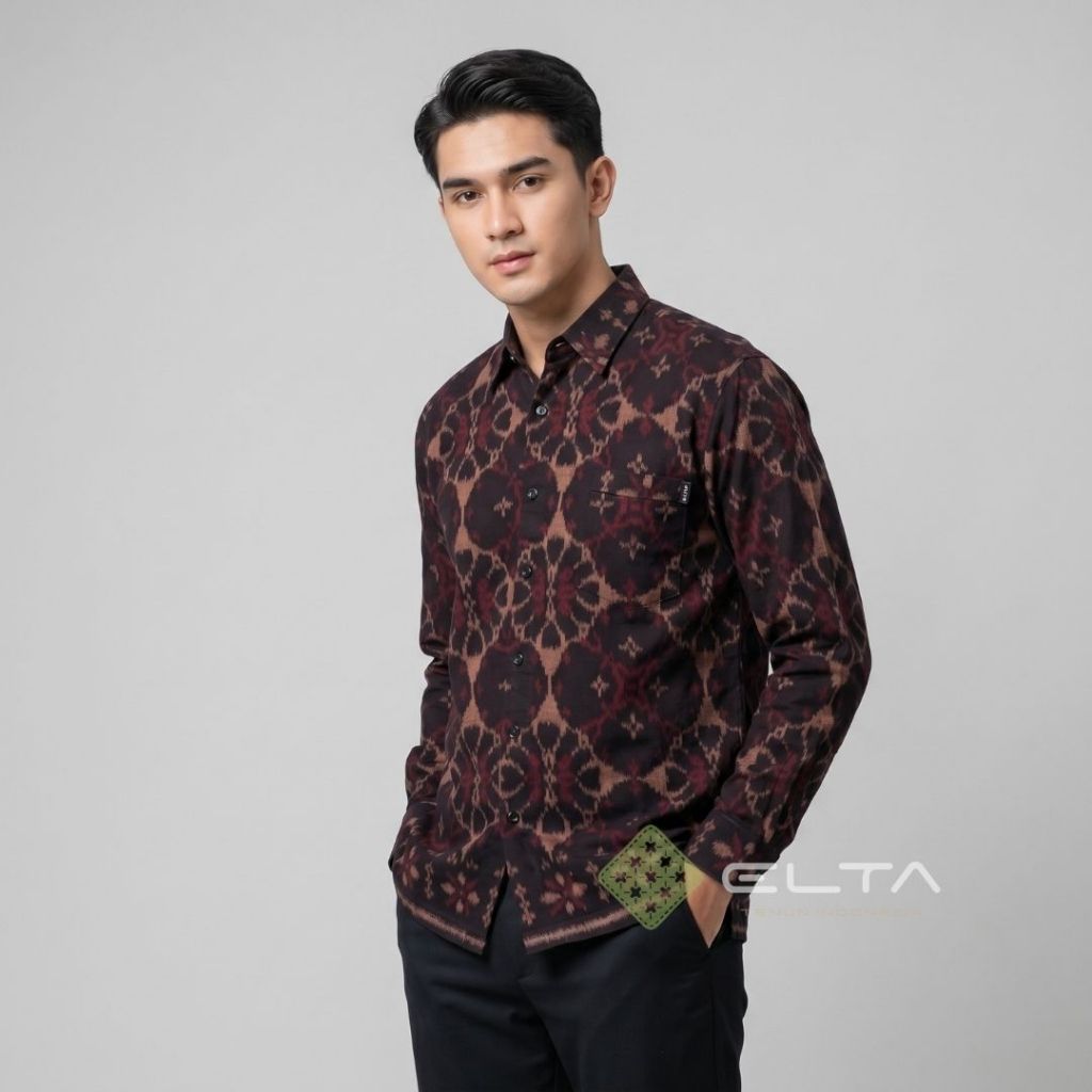 kemeja pria tenun endek bali premium baju kantor seragam guru