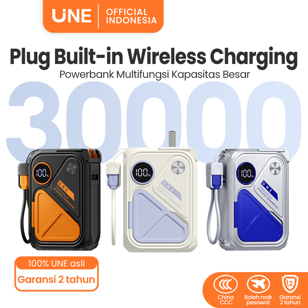 [ Garansi 2 Tahun ] UNE Powerbank Fast Charging 30000mah/20000mah Mini Wireless Magnetic  PD35W with