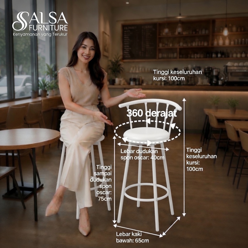 PROMO INSTANT Kursi Putar kursi bar putar 360 kursi besi kursin tinggi kursi Bar kursi Cafe Minimali