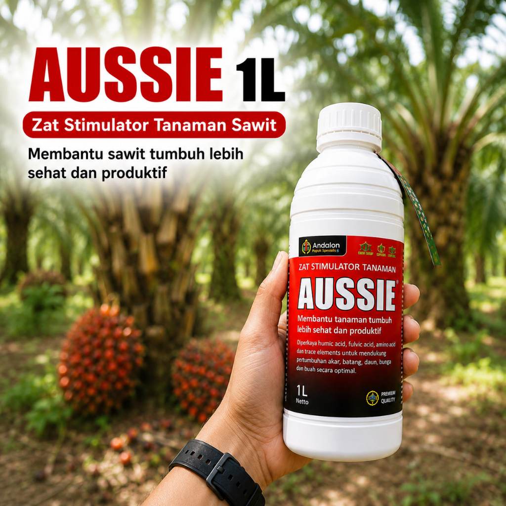 AUSSIE 1L Pupuk Cair Sawit Stimulator Tanaman Kelapa Sawit Perawatan Akar Daun Kuning dan Gangguan J
