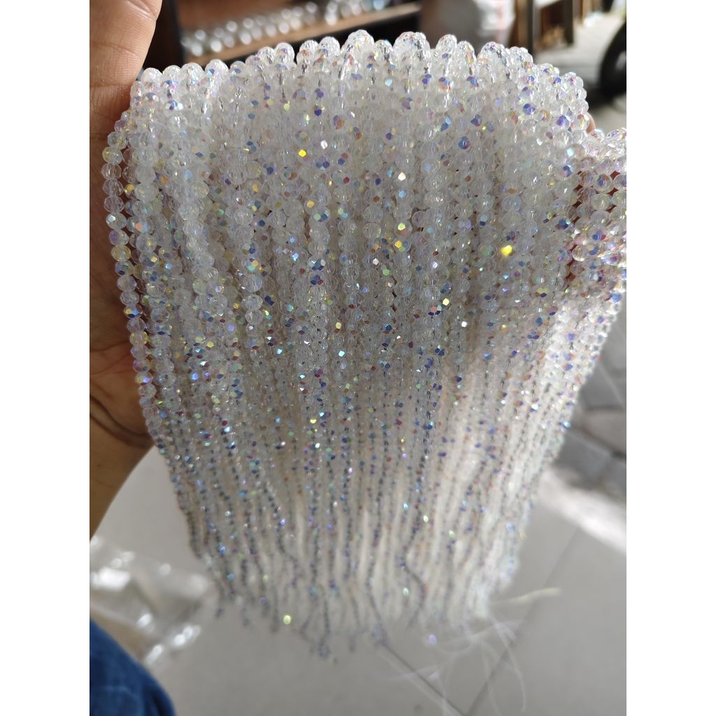 1 renteng kristal ceko pelangi cantik 3mm 4mm 6mm 8mm