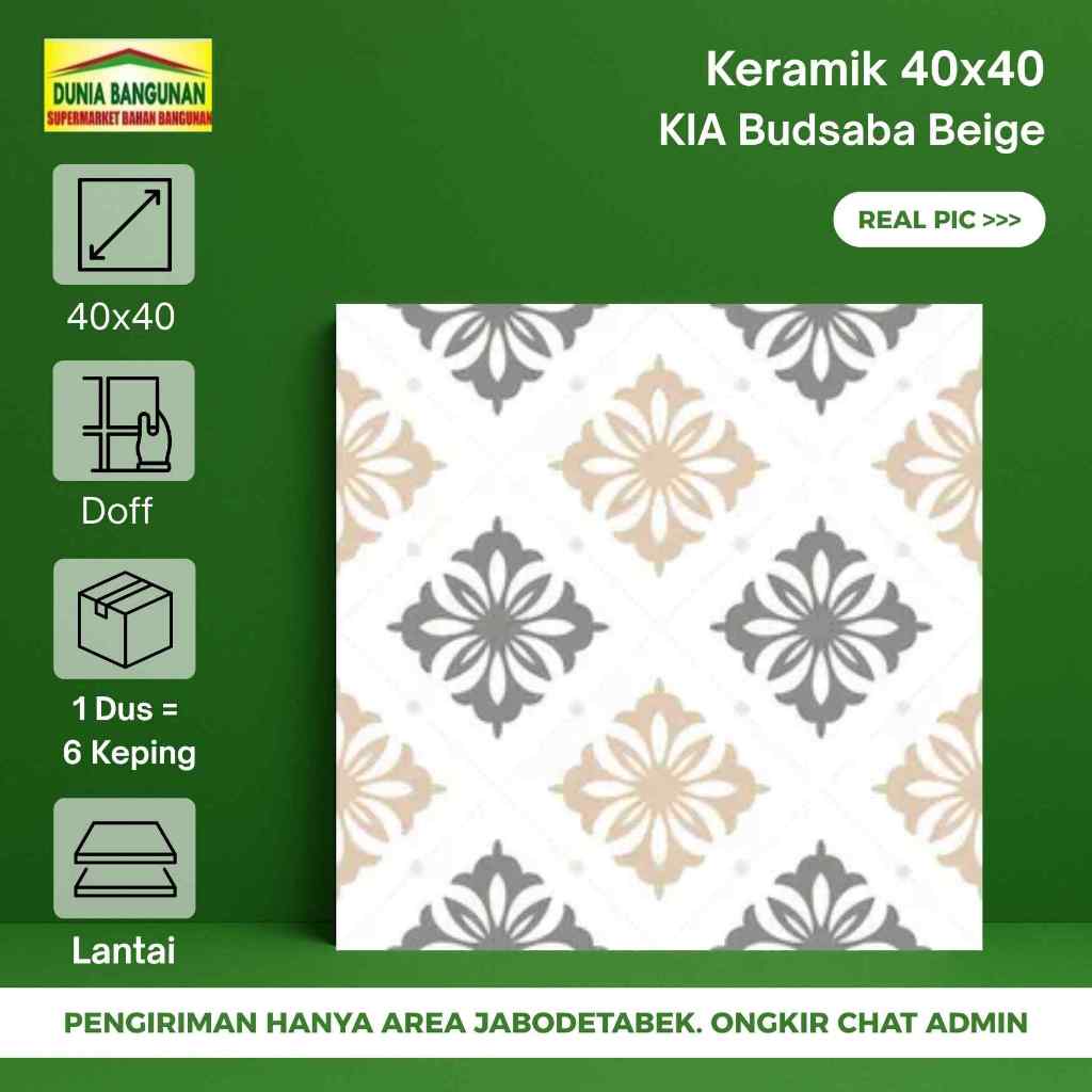 Keramik Lantai Motif Batik KIA Budsaba Beige Keramik 40x40 Doff Keramik Dapur