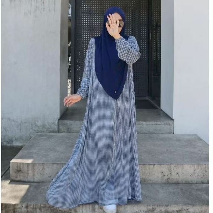GAMIS LITTLE SQUARE BY ZAFEETRI (GAMIS SAJA) // ABAYA SYARI CERUTTY MOTIF KOTAK KECIL