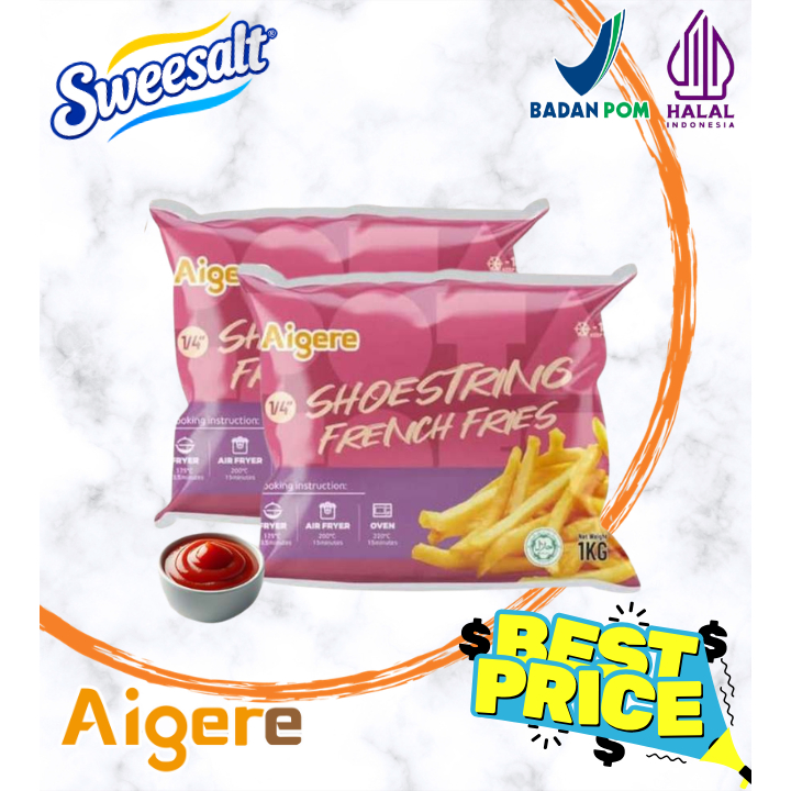 AIGERE Shoestring french fries frozen - kentang goreng beku potangan panjang 1kg