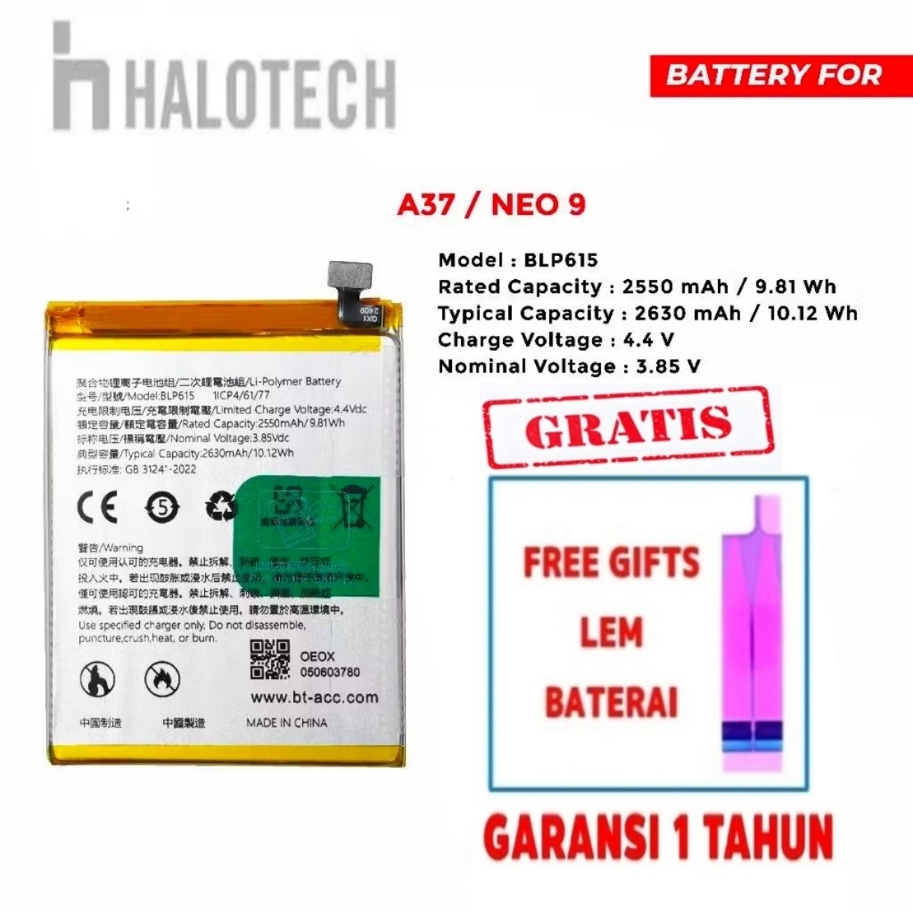 BATERAI BATRE OPP NEO 9 A37 - A37F  BLP615 ORI + LEM