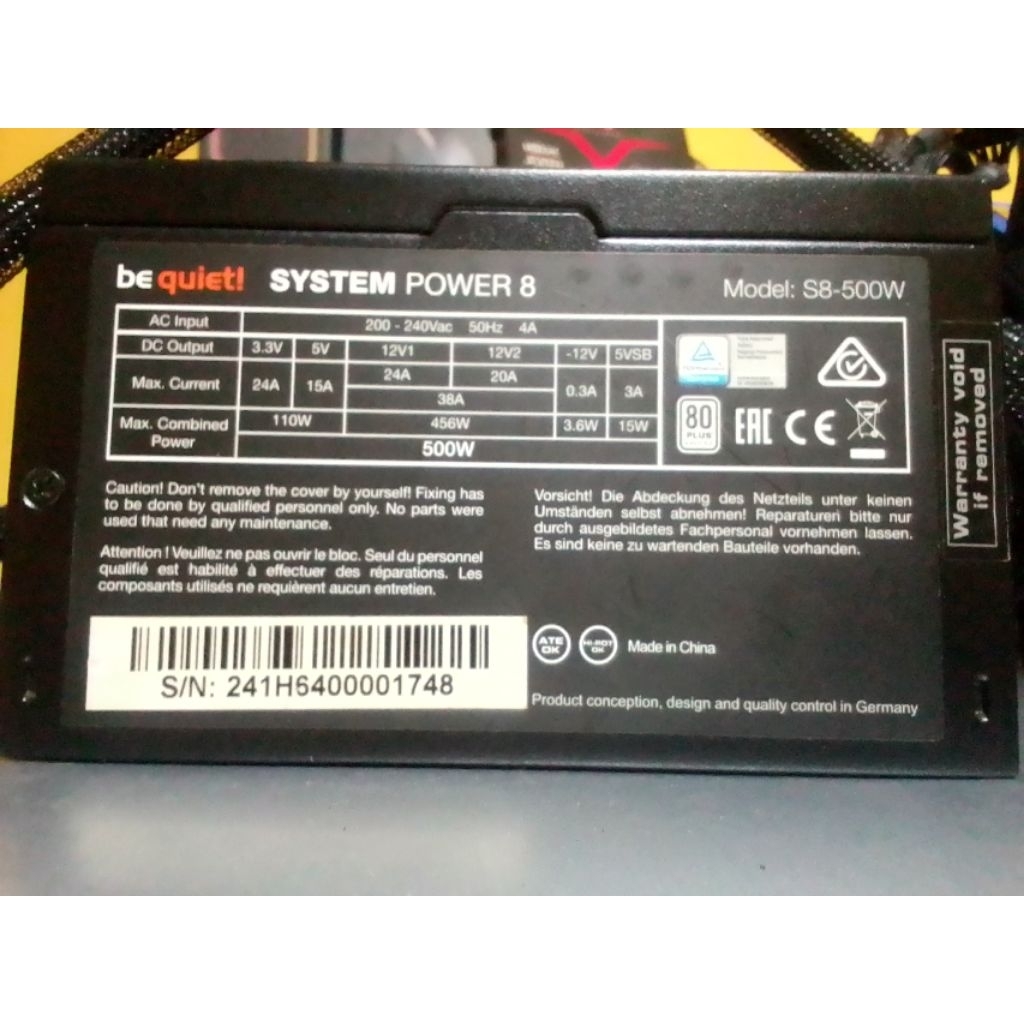 PSU Be Quiet System Power 8 500watt 80+