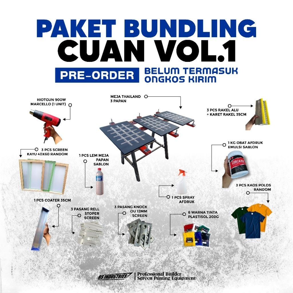 Paket bundling alat sablon cuan Vol.1