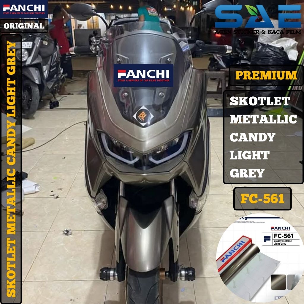 Skotlet Abu Light Grey Glossy Metallik Candy Sticker Motor Fanchi Premium