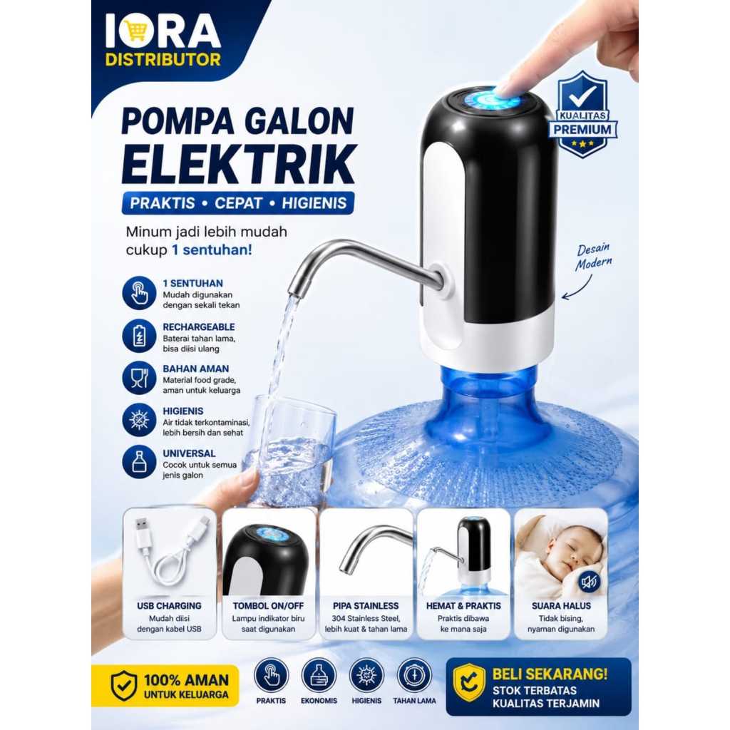 POMPA AIR GALON ELECTRIC TYPE SX-201 free Kabel Cas Galon anti karat tahan lama