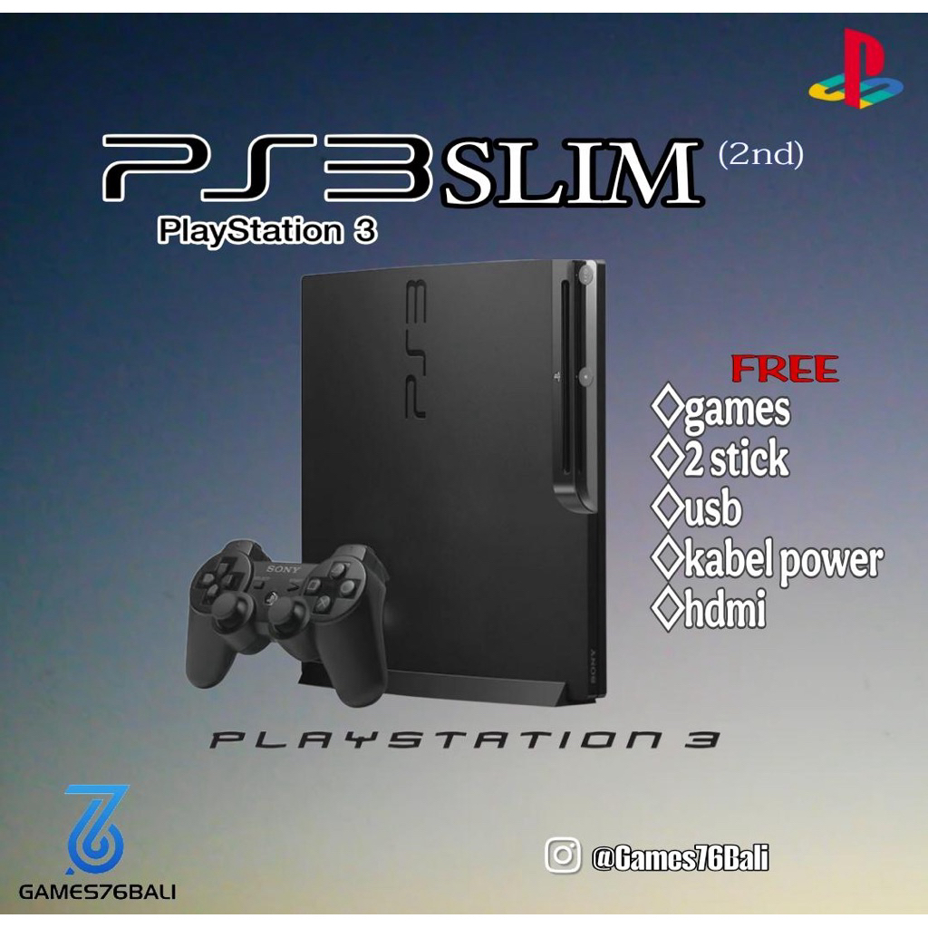 PS3 SLIM HARDISK 500GB BARU REKONDISI SOFTWARE CFW / HEN
