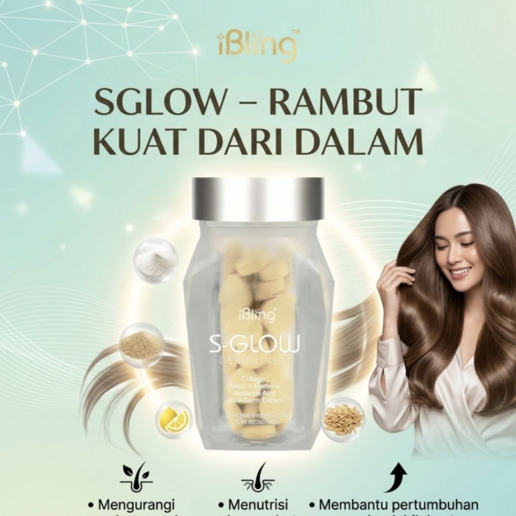 S GLOW SUPLEMEN RAMBUT KUKU KULIT ISI 60 TABLET AMAN UNTUK BUMIL DAN BUSUI