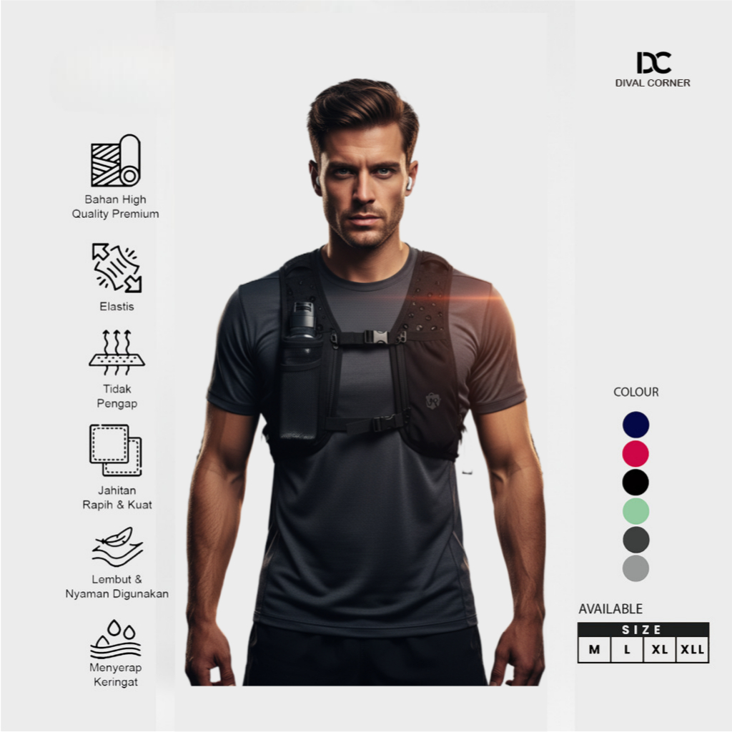 Tas Rompi Running - Vest Olahraga  – Rompi Multifungsi untuk Lari, Hiking, Sepeda - Naik Gunung Baha