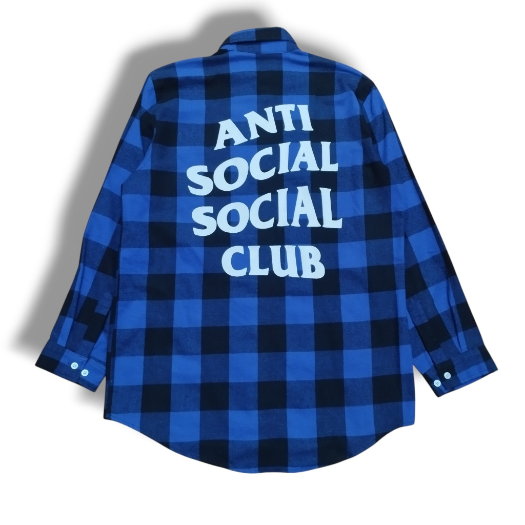 ANTI SOCIAL SOCIAL CLUB BLUE/BLACK FLANNEL LONG SHIRT | KEMEJA | BGTA