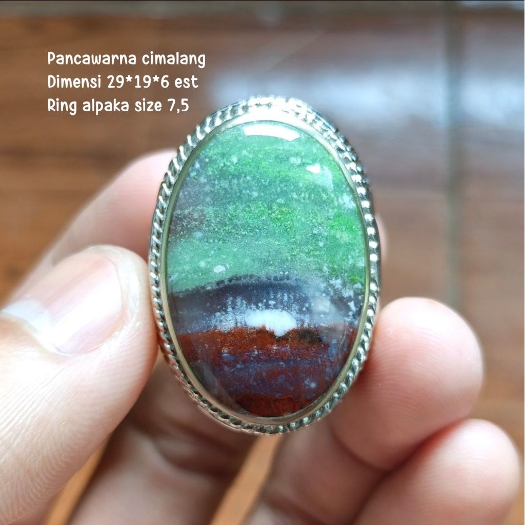 (TERMURAH) Natural Cincin Batu Akik Pancawarna Garut Cimalang, Ukuran jumbo