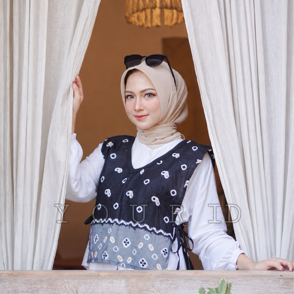 YOUR  ID Vest Batik Wanita Modern Etnik Bahan Katun Rompi Outer Katun Premium || Atasan Vest Batik P