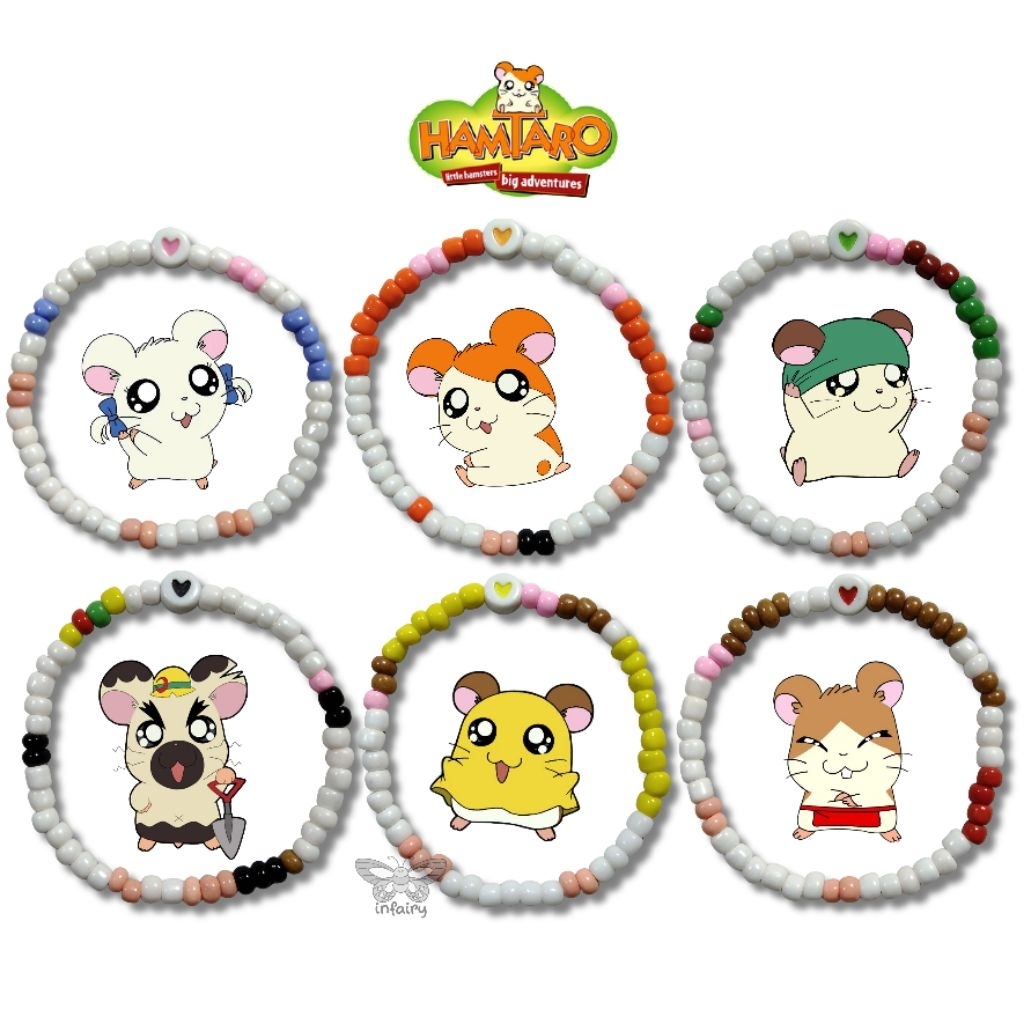[Bracelet Character] HAMTARO bracelet beads gelang mote manik
