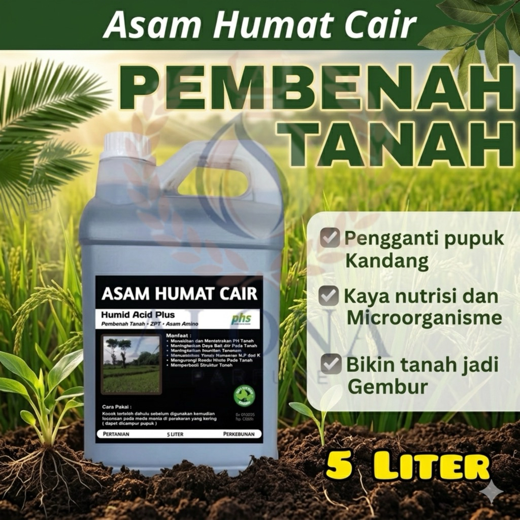 Pupuk Asam Humat Cair plus ZPT Kemasan 5 Liter. Pupuk Cair Asam Humat Plus ZPT