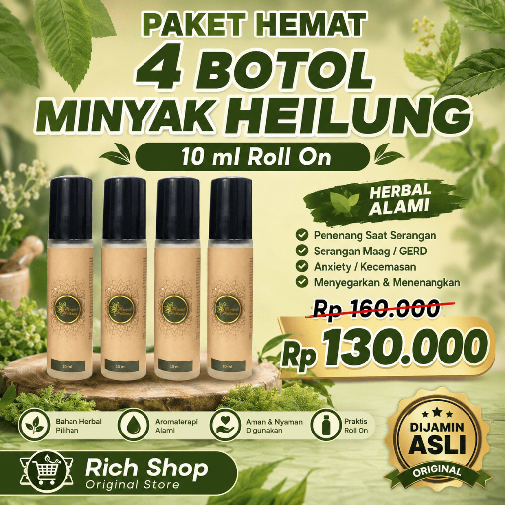 HEILUNG I Paket Hemat 4 Botol Minyak Heilung Roll On 10 ml – Minyak Herbal Terapeutik