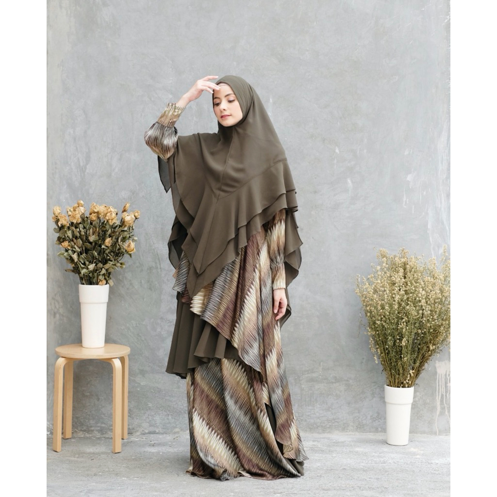 Set Gamis & Khimar Isaora Hijab Syari