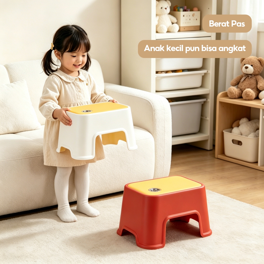 Bangku Plastik Kecil Serbaguna - Dingklik Kuat Beban 100kg + Anti Selip + Lipat Portable Kursi Anak 