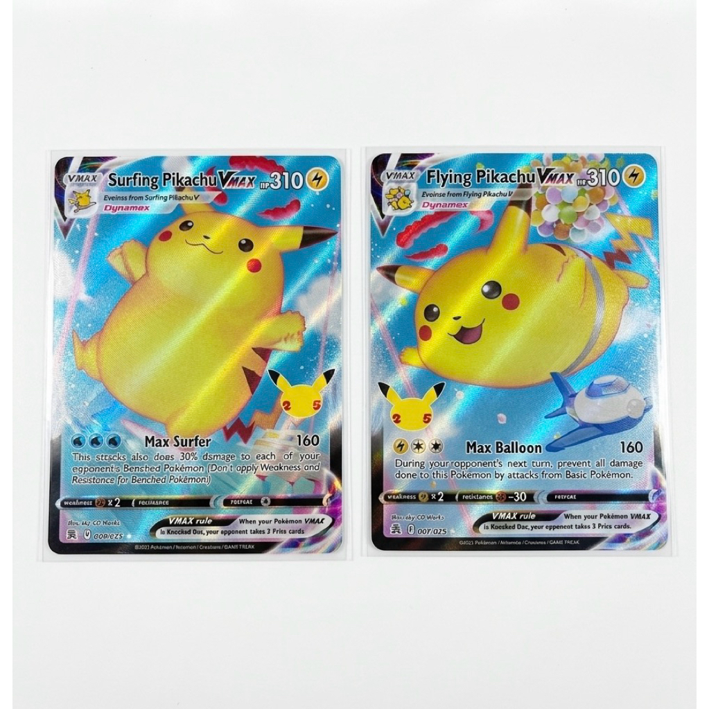 Pokemon English TCG - Flying Pikachu VMAX 25th Anniversary | Pokemon English TCG - Surfing Pikachu V