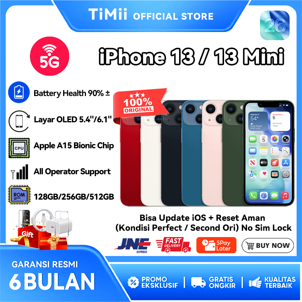 Apple iPhone 13 Mini & iPhone 13 Original Second Inter Fullset 128GB 256GB 512GB Mulus Like New Bate