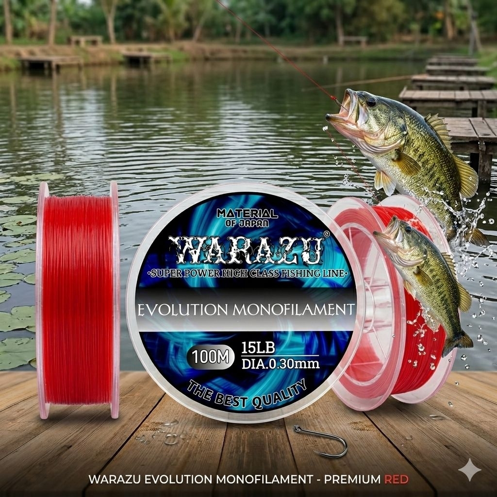 SENAR PANCING WARAZU FISHING LINE PANJANG 100M WARNA MERAH GLOSSY SENAR PANCING ANTI KRITING KUAT EL