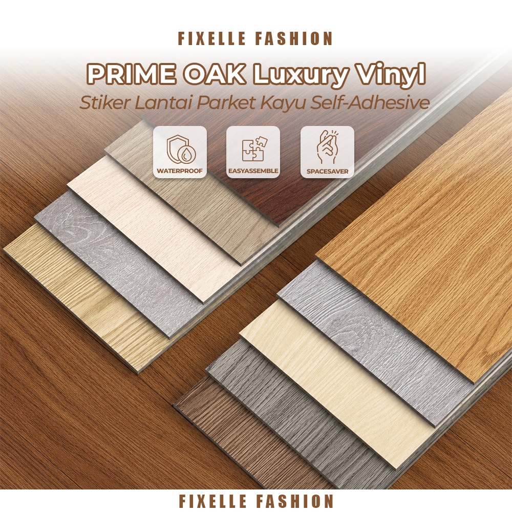 1 BOX (36 Pcs) Floor Vinyl Lantai Stiker Lantai kayu parquet Dengan Lem Sticker Vinyl Bertekstur HL