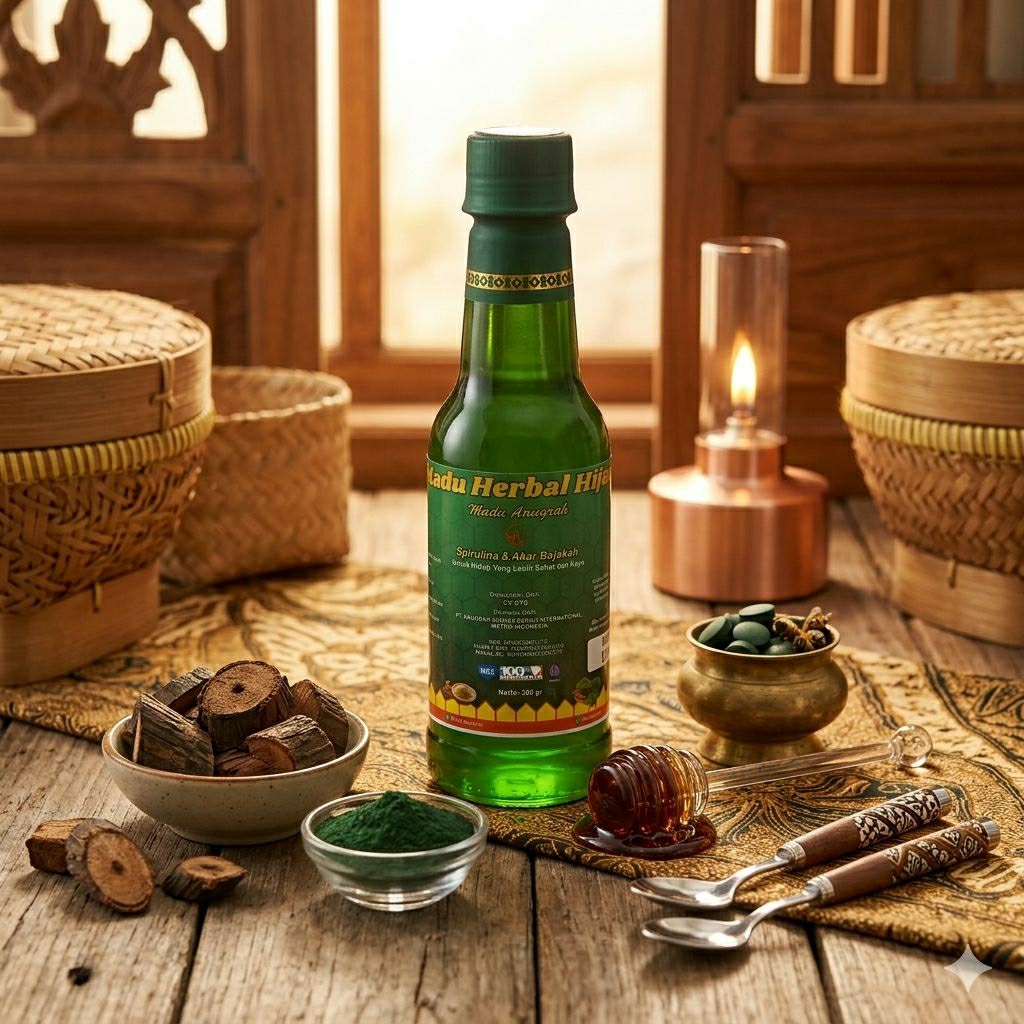 Madu Herbal Hijau Anugrah Plus Spirulina & Akar Bajakah 360 ml