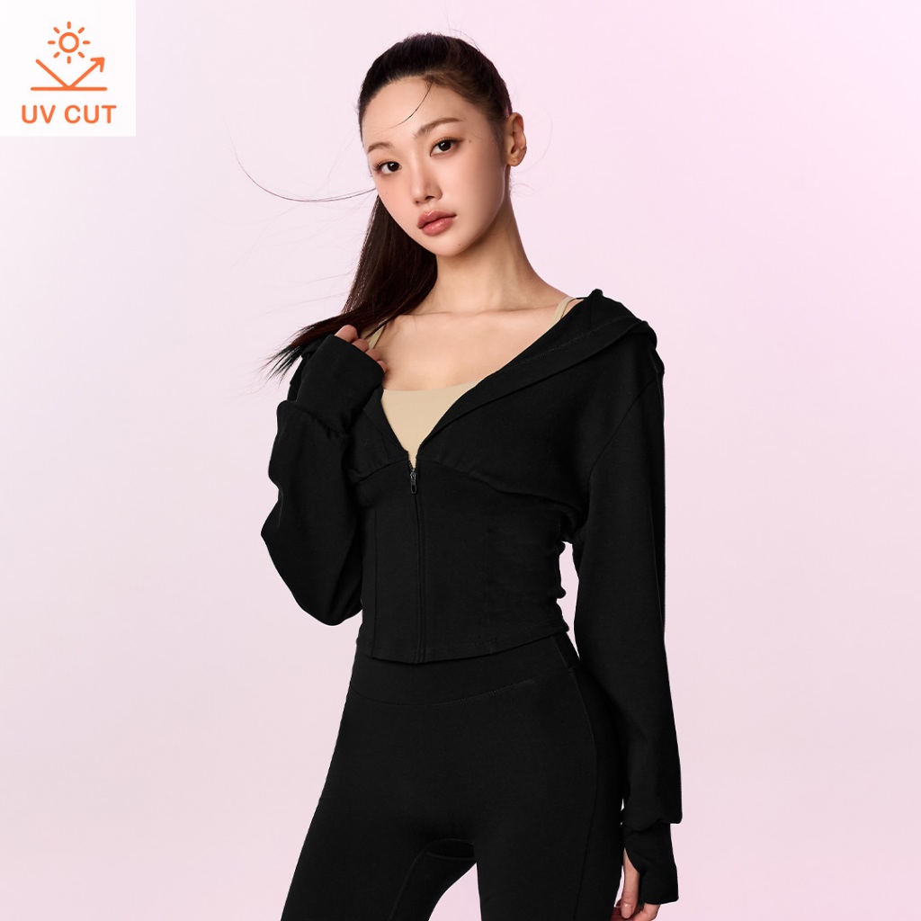 XEXYMIX Deep V-Neck Sports Hoodie Zip Up Jaket Olahraga Wanita - XFL1JL1001