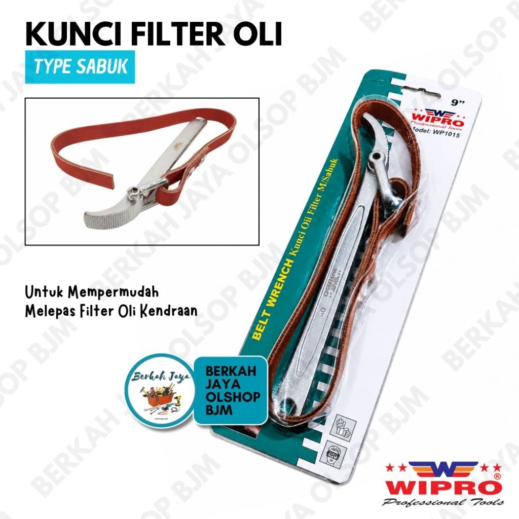 KUNCI FILTER OLI KULIT SABUK WIPRO WP1015 9" | kunci Pembuka Filter Oli model sabuk | Kunci Oli filt