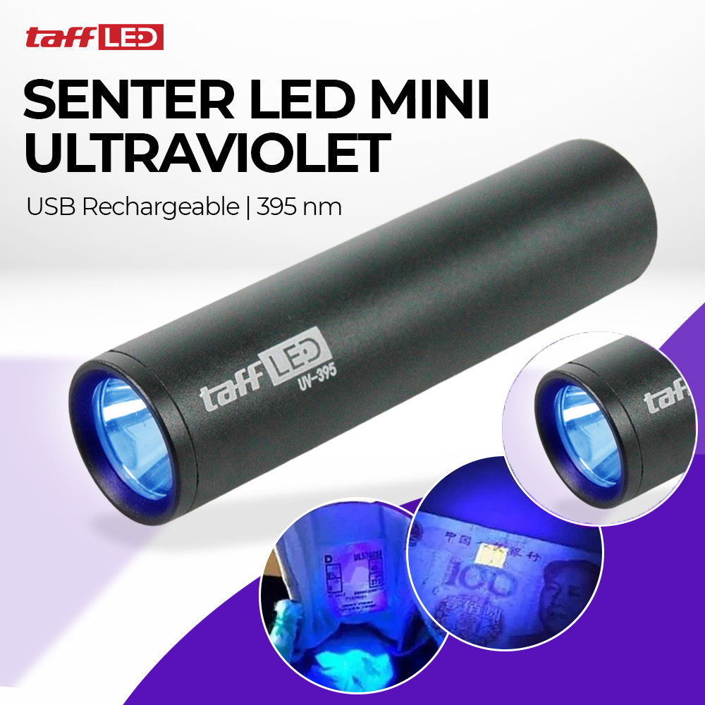 Taffled Senter LED Mini Ultraviolet USB Rechargeable 395nm 365nm - UV-395 S11-Z ORIGINAL GENUINE PRO
