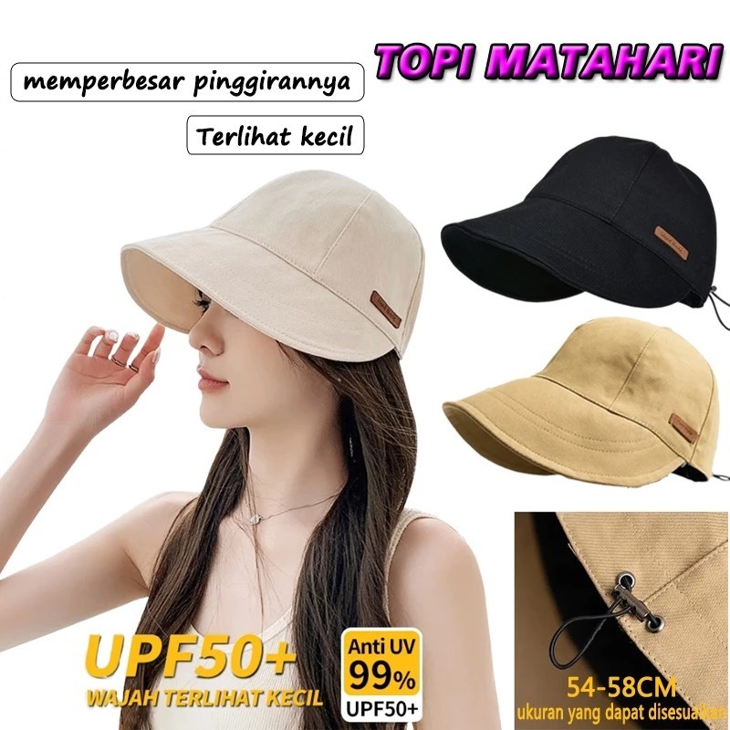 Topi Wanita Pantai Korea Perlindungan UV Topi Pelindung Matahari Topi Lebar Fashion Wanita Dengan Vi