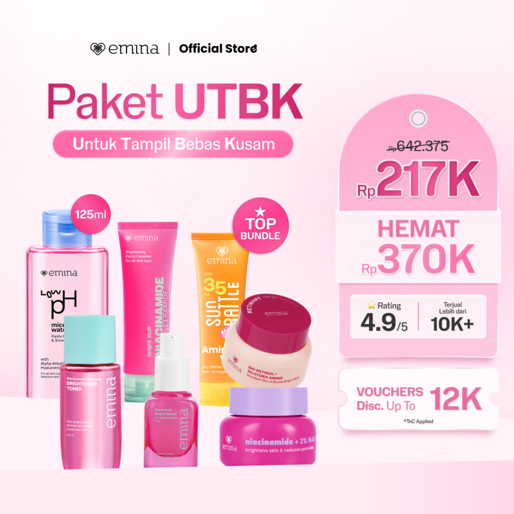 [BRIGHT GLOW SET] EMINA Bundle All in 7in1 Face Wash + Toner Wajah + Serum Brightening + Moisturizer