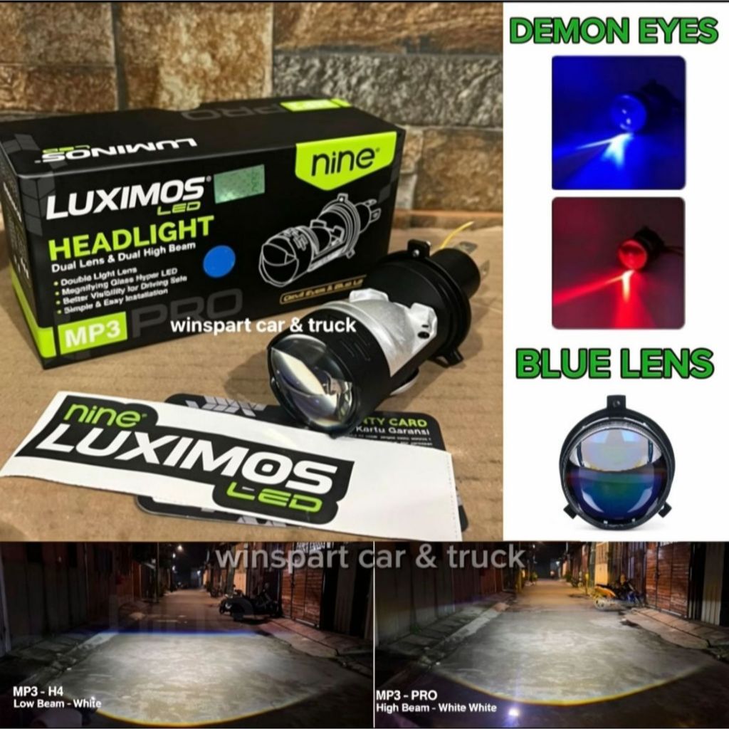 LAMPU MINI BILED LUXIMOSLED H4 MP3 PRO DEVIL (HI/LO) - NINE AUTOSERIES LAMPU UTAMA MOBIL MP3 SOCKET 