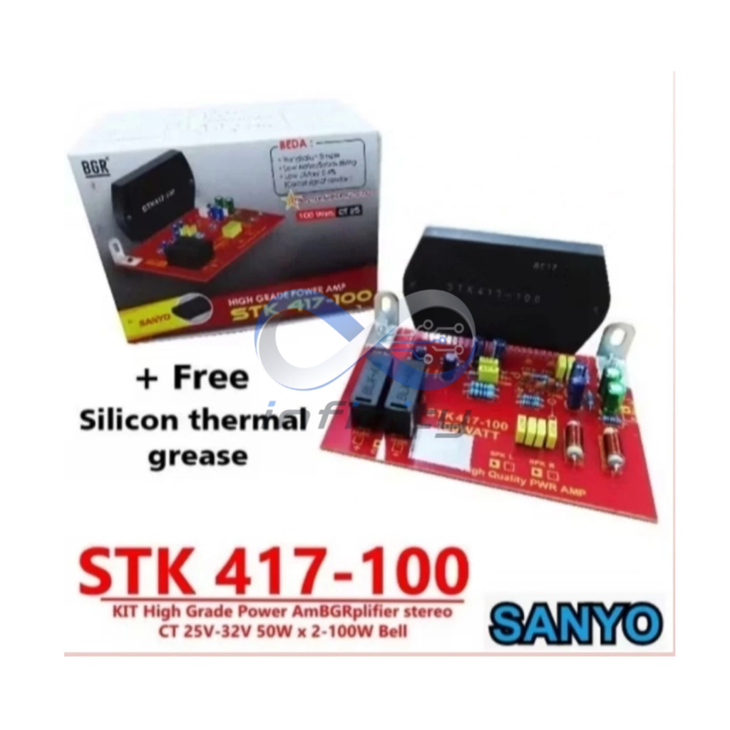 Kit Power Amplifier STK 417-100 by Sanyo Low Noise Non Tanpa Heatsink Bell BGR