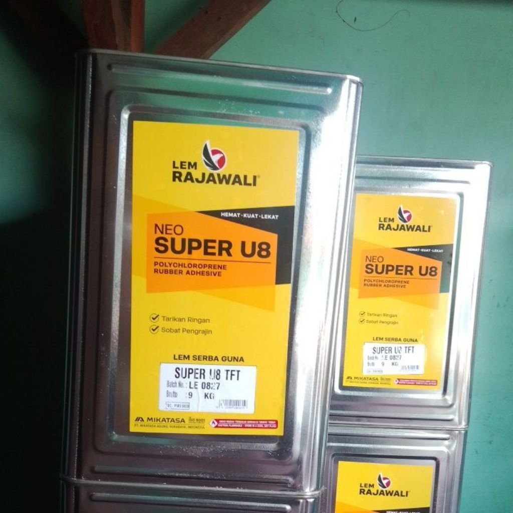 lem kuning neo super U8 bruto 9kg / lem serbaguna / lem plastik layangan / lem terpal/ lem triplek